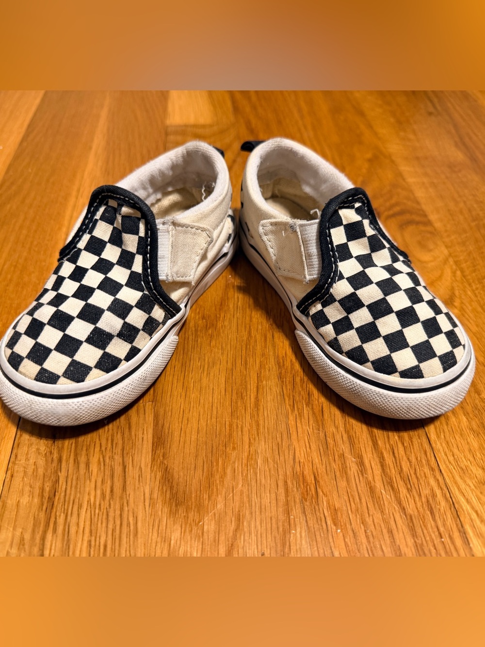 Vans Kids Black & Off White Checkerboard Slip-On Sneakers